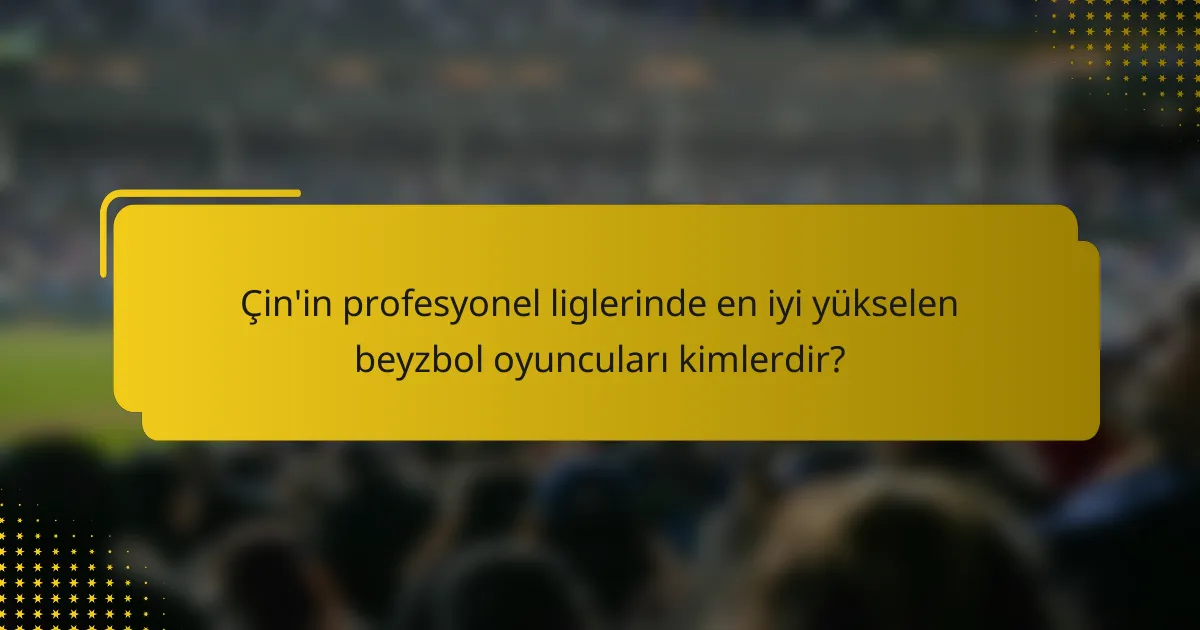 Çin'in profesyonel liglerinde en iyi yükselen beyzbol oyuncuları kimlerdir?
