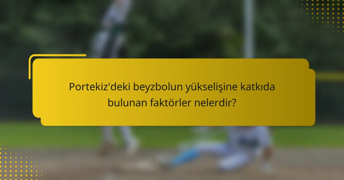 Portekiz'deki beyzbolun yükselişine katkıda bulunan faktörler nelerdir?