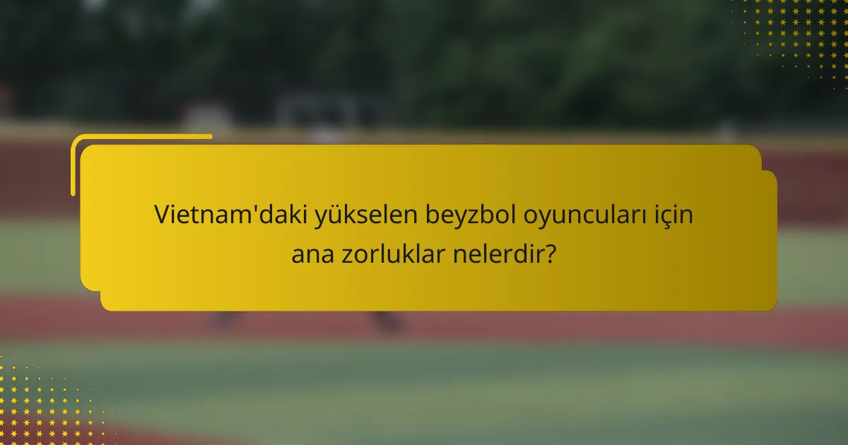 Vietnam'daki yükselen beyzbol oyuncuları için ana zorluklar nelerdir?
