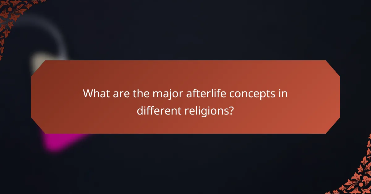 What are the major afterlife concepts in different religions?