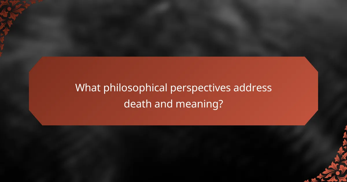 What philosophical perspectives address death and meaning?